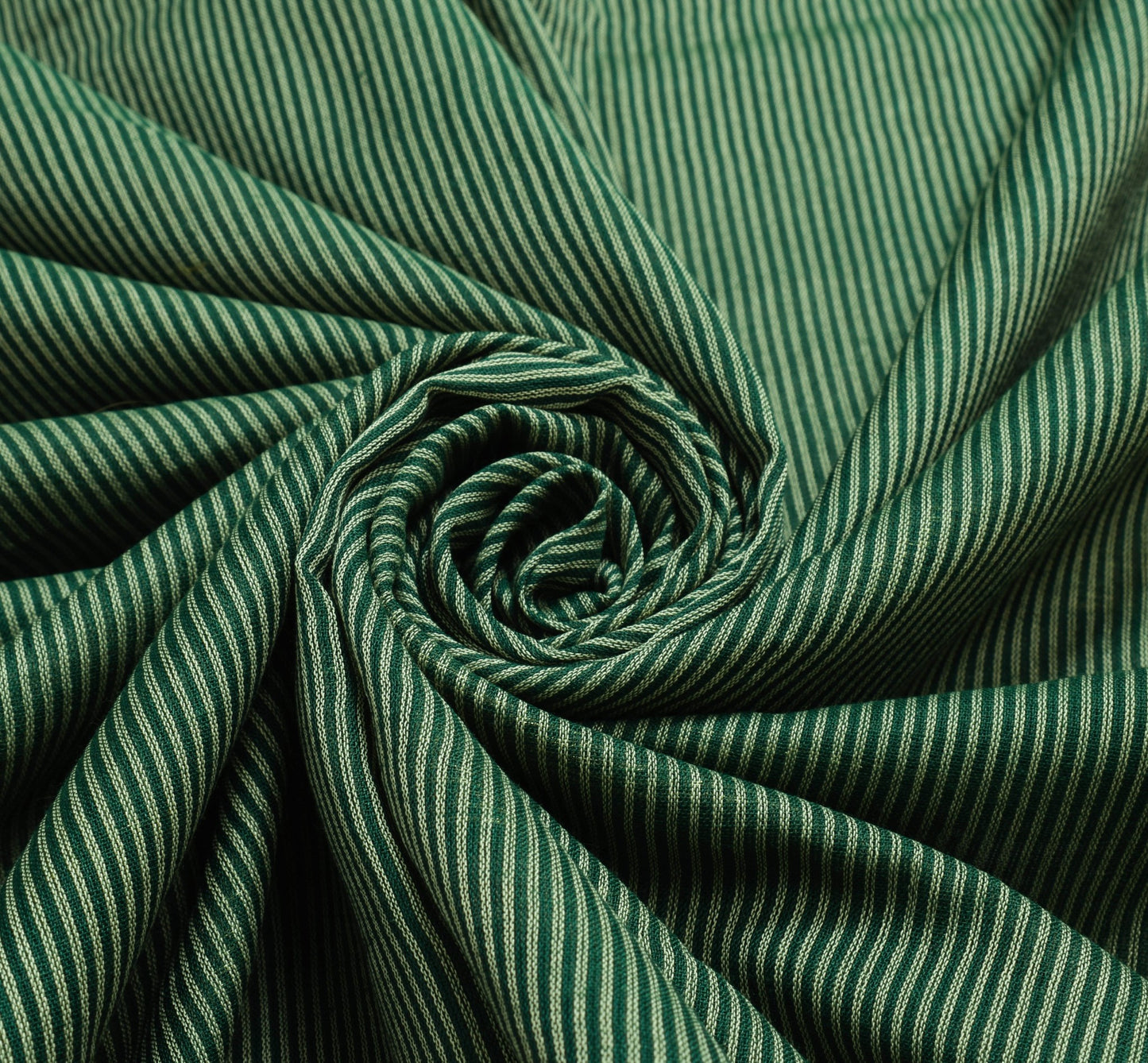 Sushila Vintage Bottle Green Silk Saree Stripes Woven Soft Sari Craft Fabric