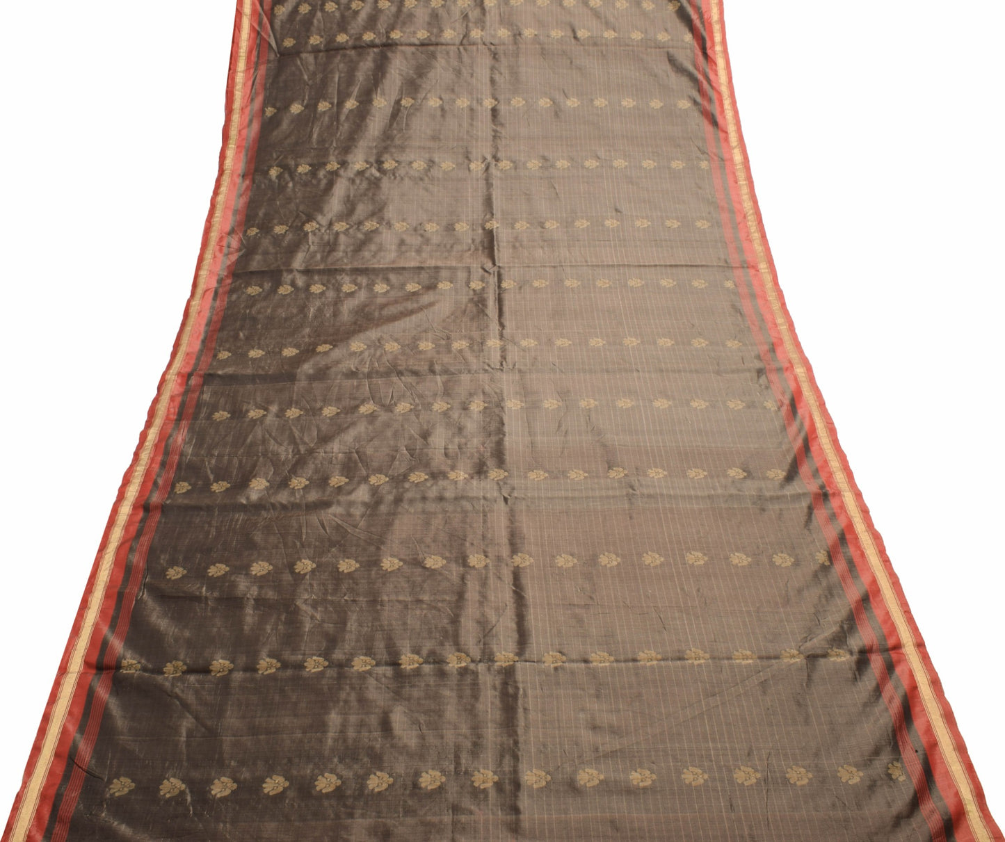 Sushila Vintage Black Dual Tone Saree Pure Silk Floral Woven Soft Sari Fabric