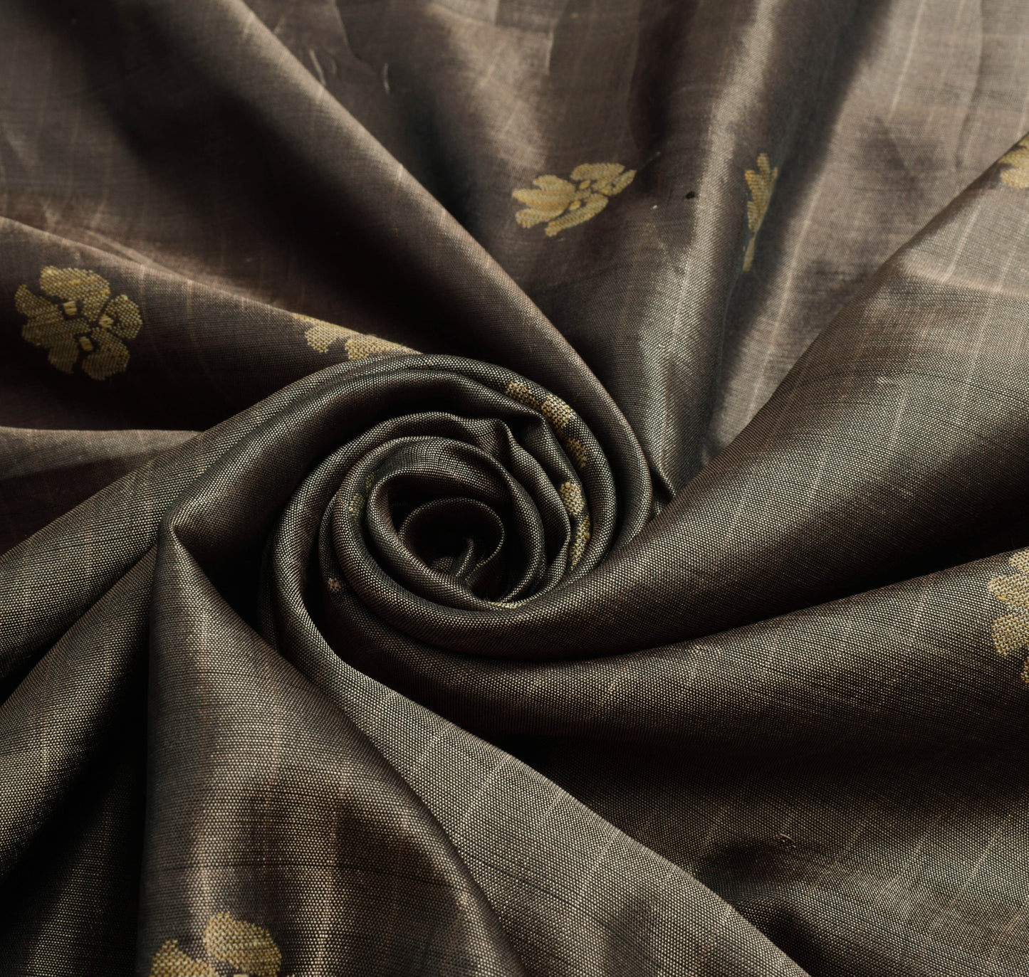 Sushila Vintage Black Dual Tone Saree Pure Silk Floral Woven Soft Sari Fabric