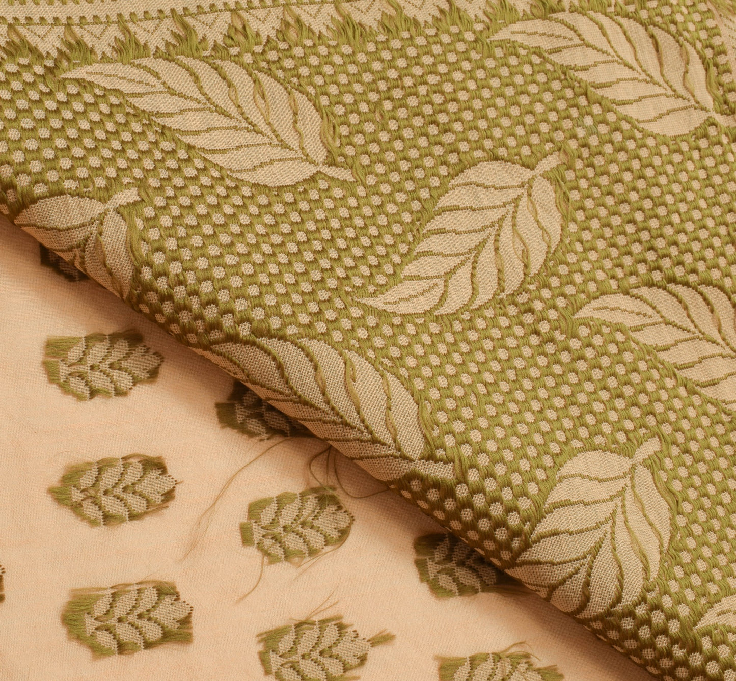 Sushila Vintage Peach Silk Saree Floral Woven Traditional Sari Craft Fabric
