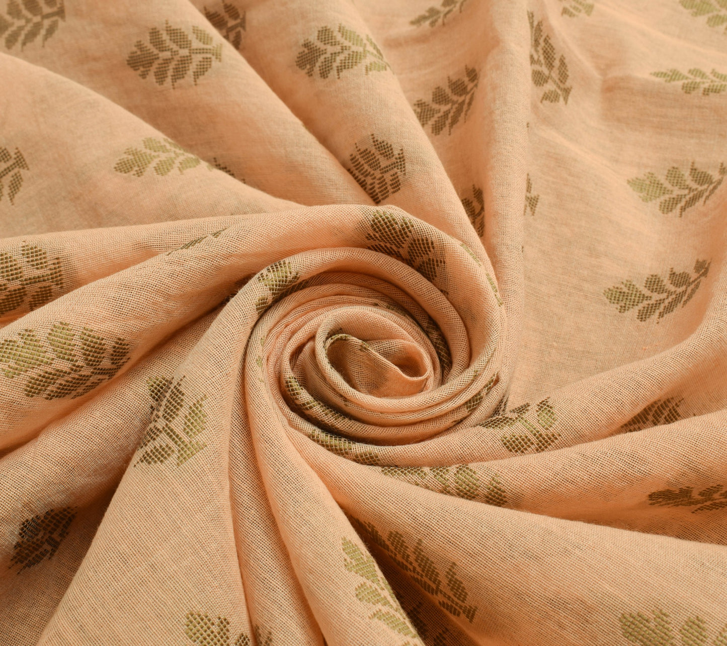 Sushila Vintage Peach Silk Saree Floral Woven Traditional Sari Craft Fabric