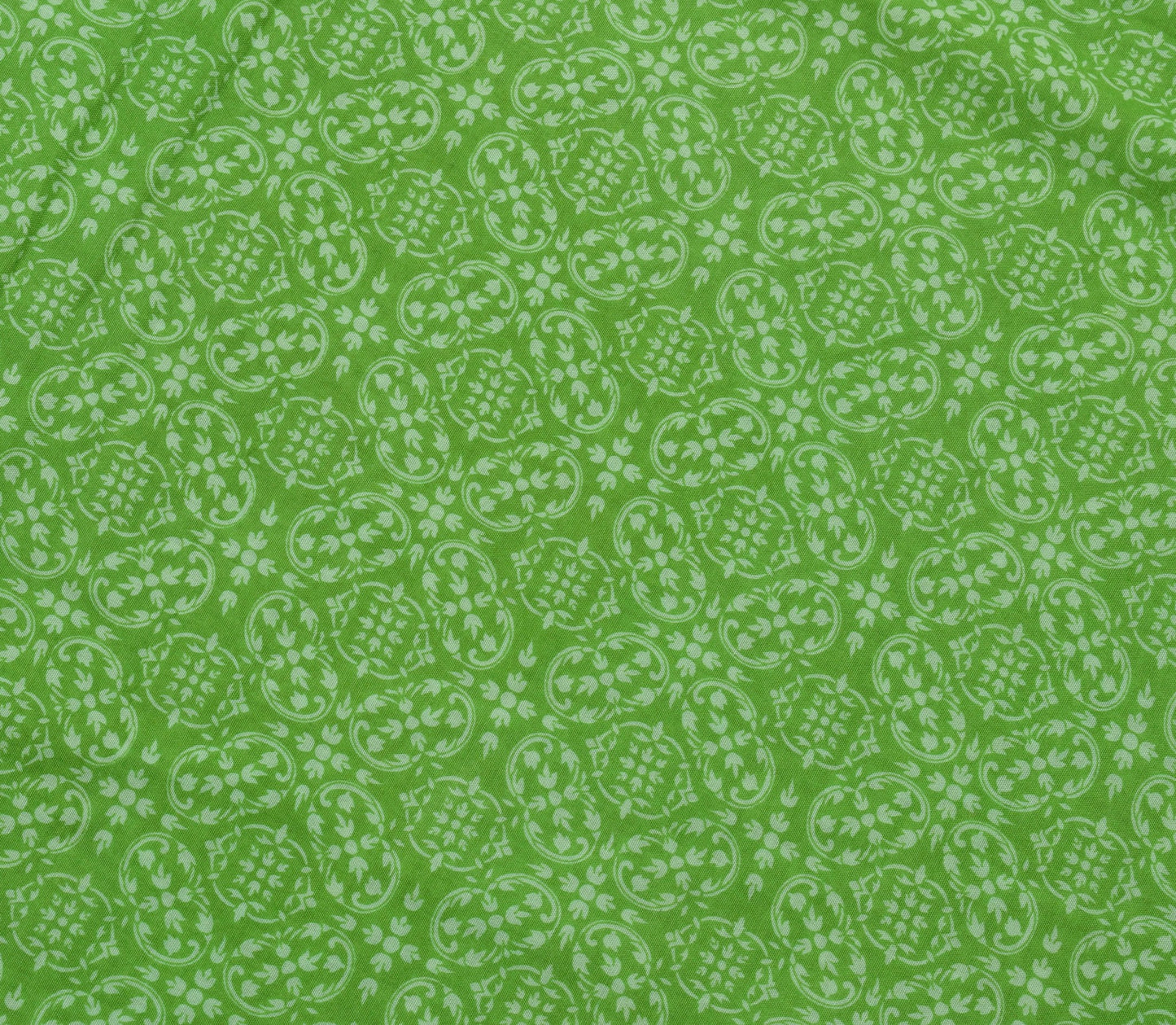 Sushila Vtg Green Floral Saree Pure cotton Printed with Woven Border Sari Fabric