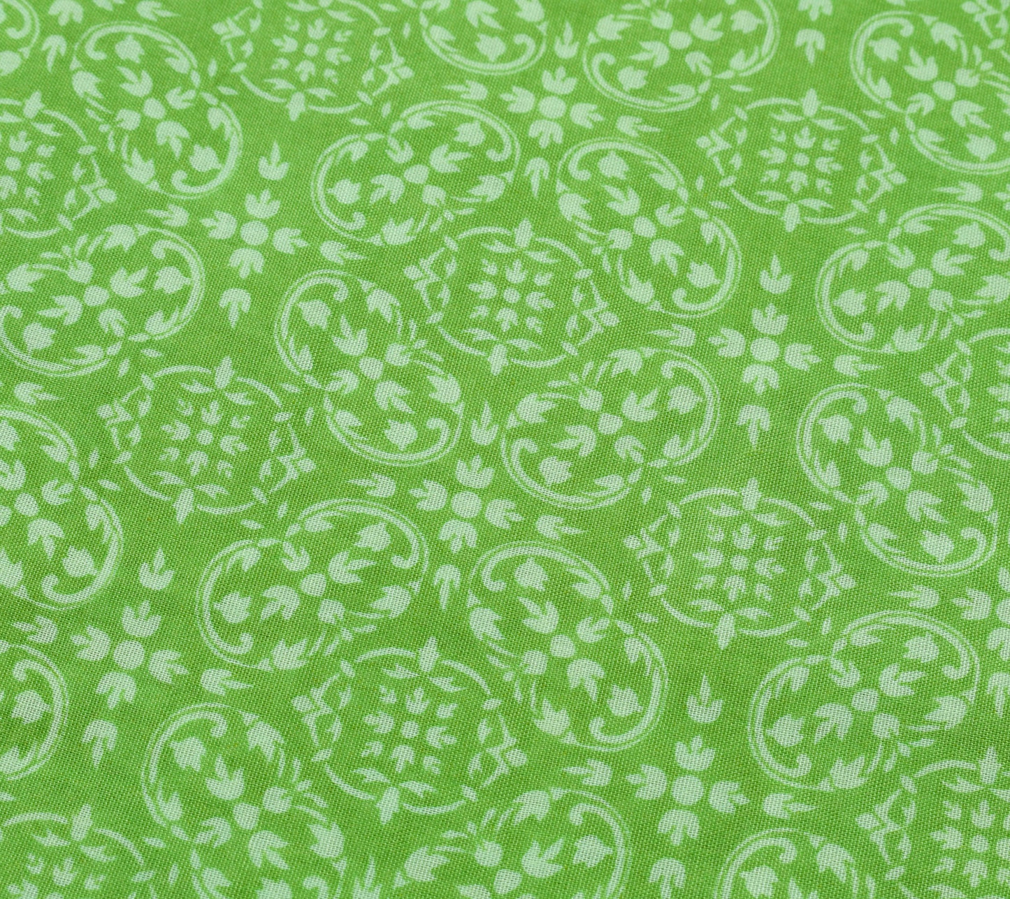Sushila Vtg Green Floral Saree Pure cotton Printed with Woven Border Sari Fabric