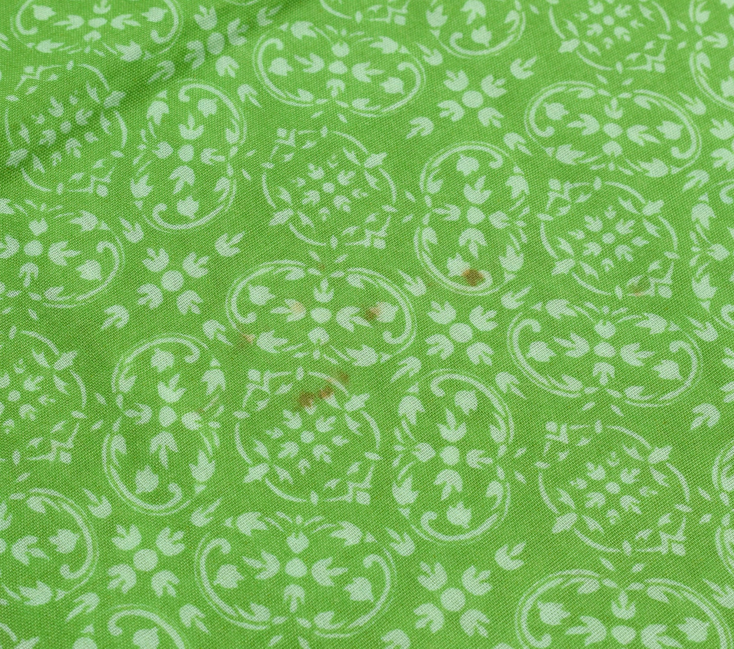 Sushila Vtg Green Floral Saree Pure cotton Printed with Woven Border Sari Fabric