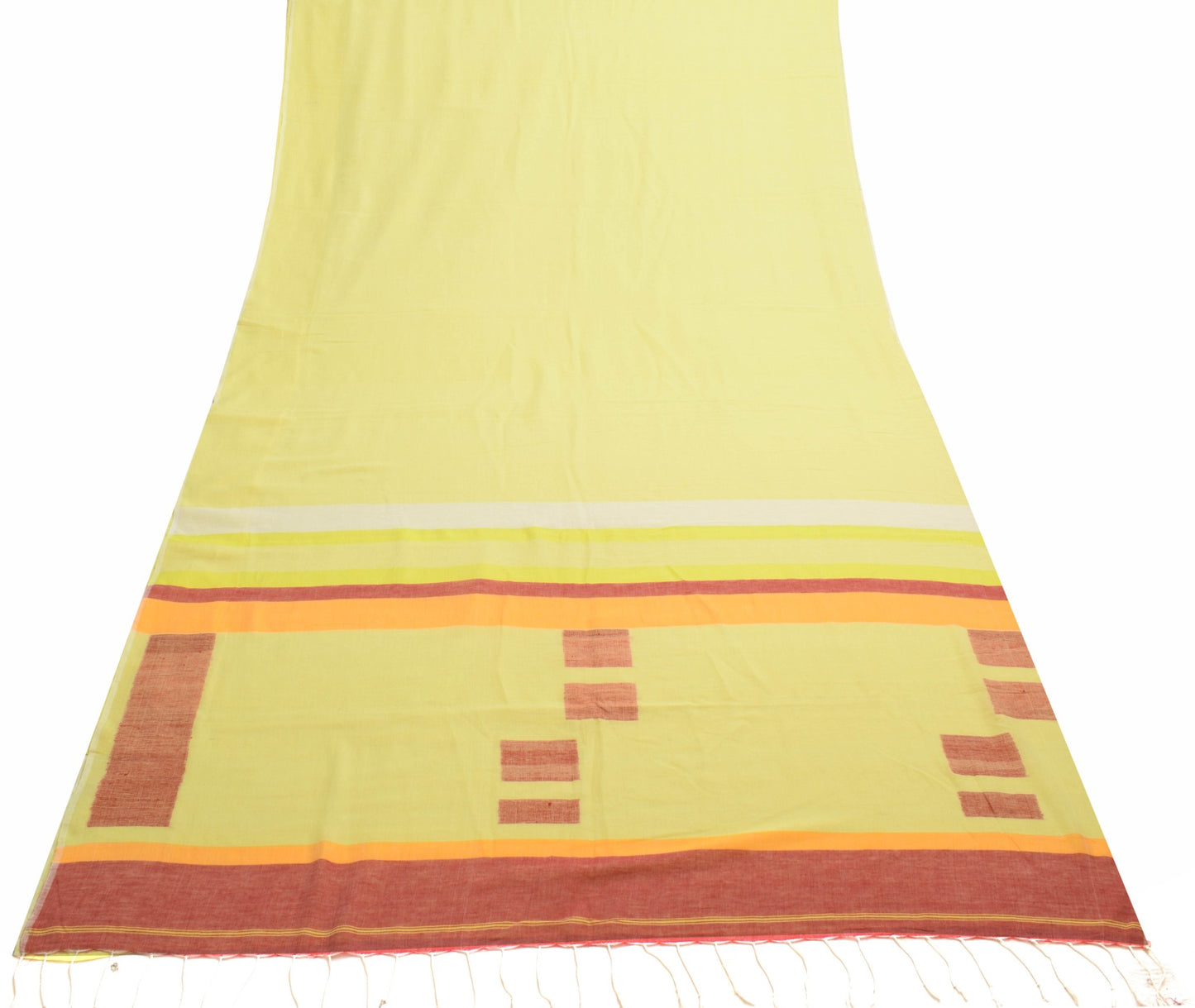 Sushila Vintage Yellow Tant Woven Saree Pure Cotton Daily Wear Soft Sari Fabric