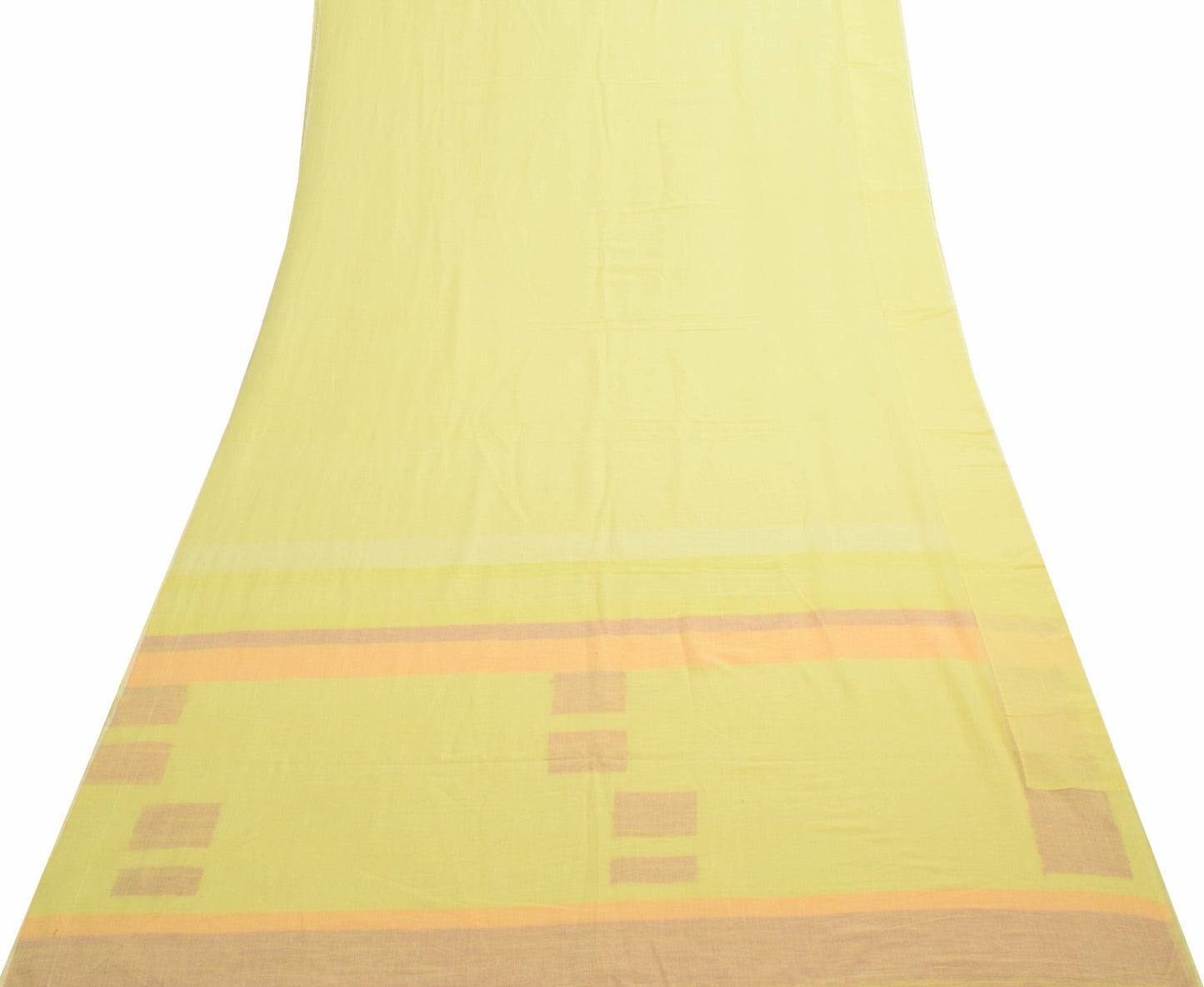 Sushila Vintage Yellow Tant Woven Saree Pure Cotton Daily Wear Soft Sari Fabric
