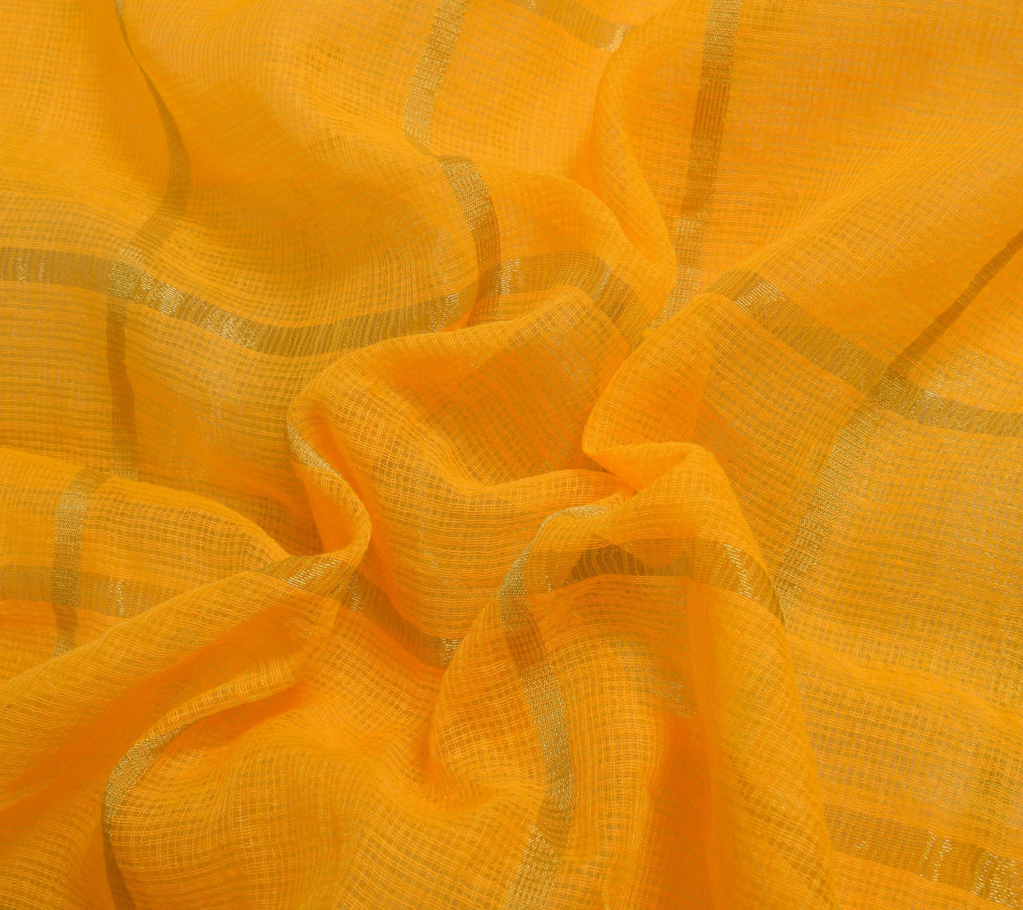 Sushila Vintage Orange Silk Saree Checks Woven Traditional Wedding Sari Fabric