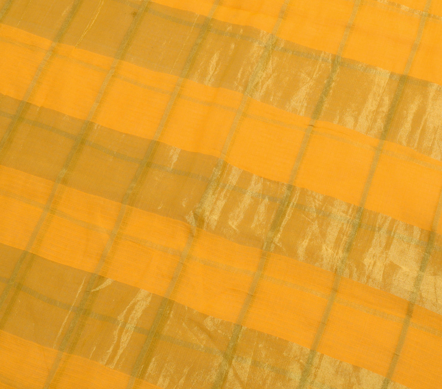 Sushila Vintage Orange Silk Saree Checks Woven Traditional Wedding Sari Fabric