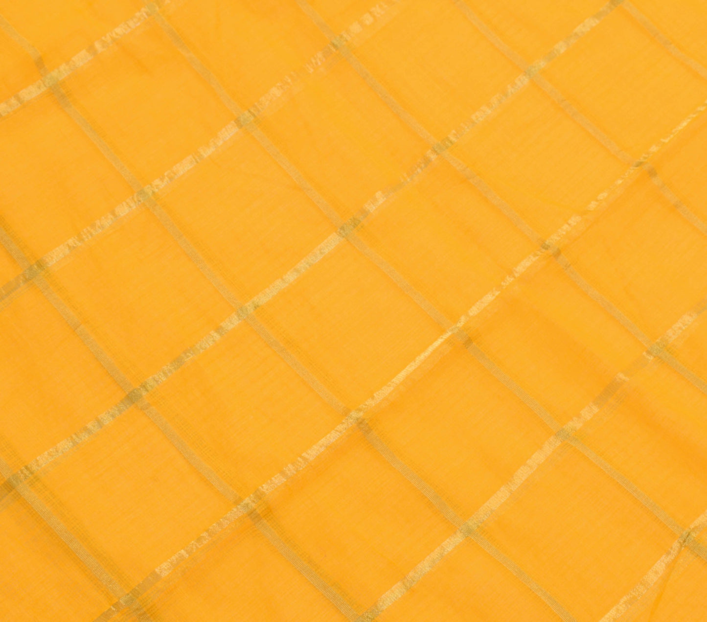 Sushila Vintage Orange Silk Saree Checks Woven Traditional Wedding Sari Fabric