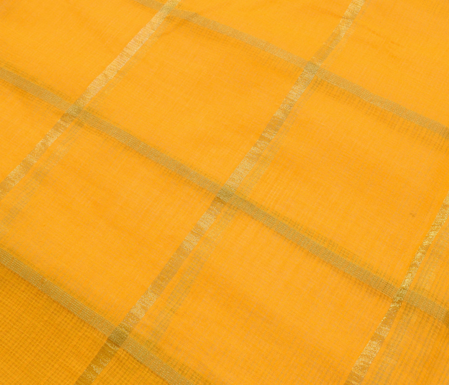 Sushila Vintage Orange Silk Saree Checks Woven Traditional Wedding Sari Fabric