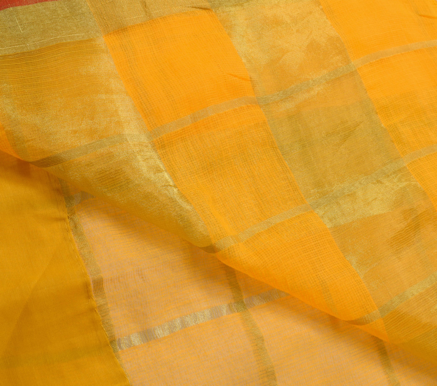Sushila Vintage Orange Silk Saree Checks Woven Traditional Wedding Sari Fabric