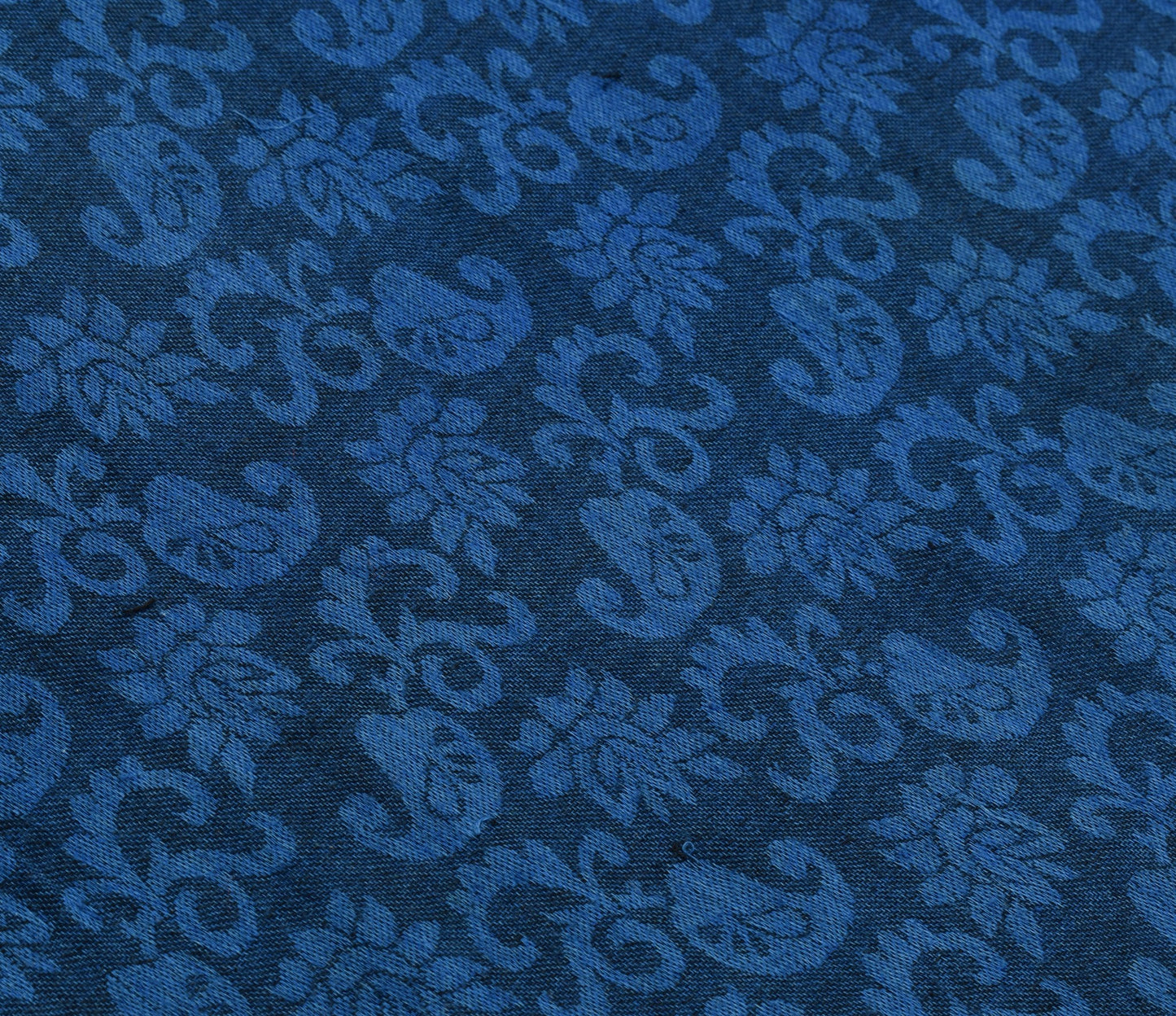 Sushila Vintage Blue Self Woven Saree 100% Pure Cotton Soft Sari Paisley Fabric