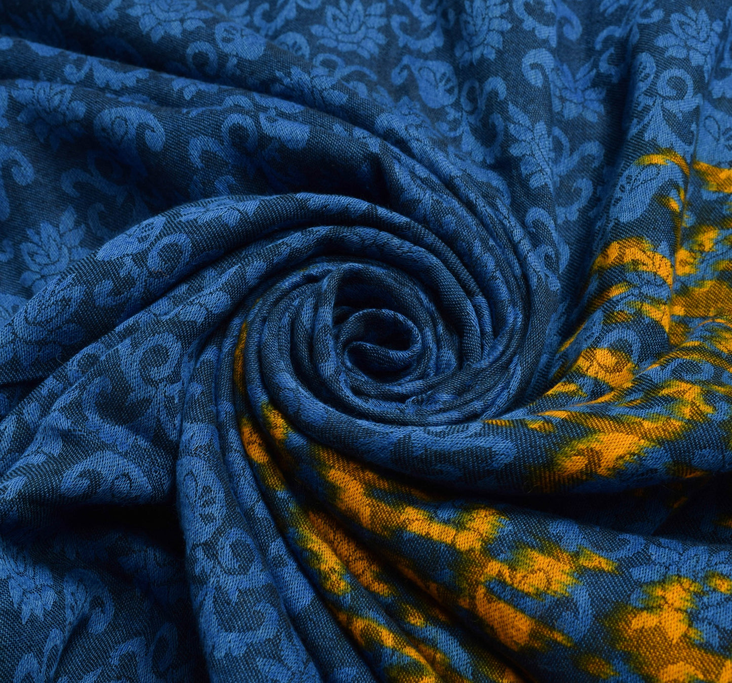 Sushila Vintage Blue Self Woven Saree 100% Pure Cotton Soft Sari Paisley Fabric