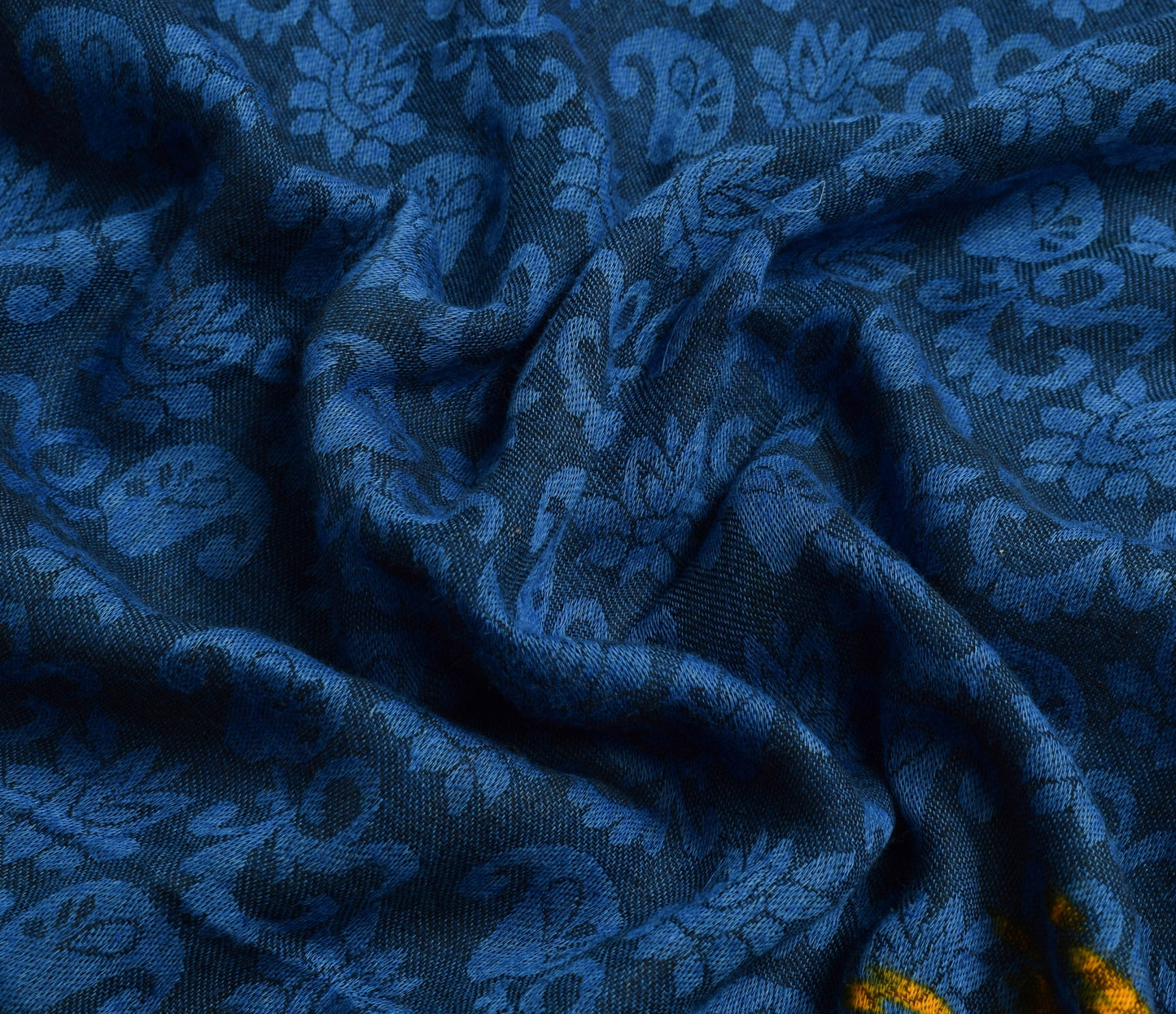 Sushila Vintage Blue Self Woven Saree 100% Pure Cotton Soft Sari Paisley Fabric