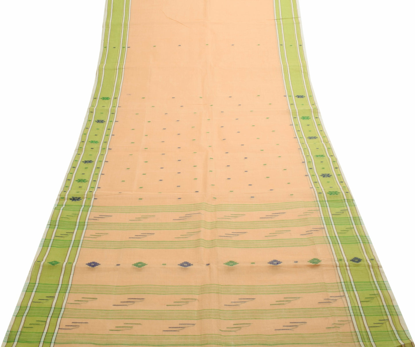 Sushila Vintage Peach Tant Woven Saree 100% Pure Cotton Bengali  Sari Fabric