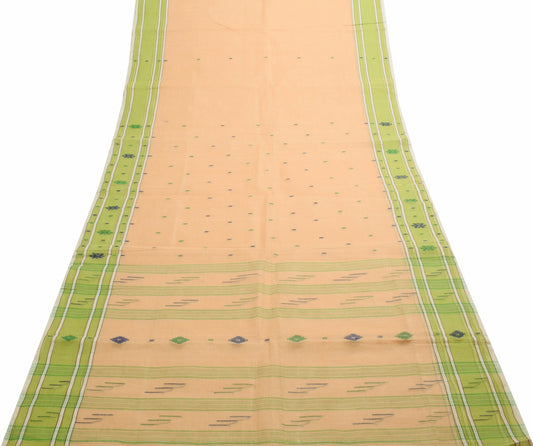 Sushila Vintage Peach Tant Woven Saree 100% Pure Cotton Bengali  Sari Fabric