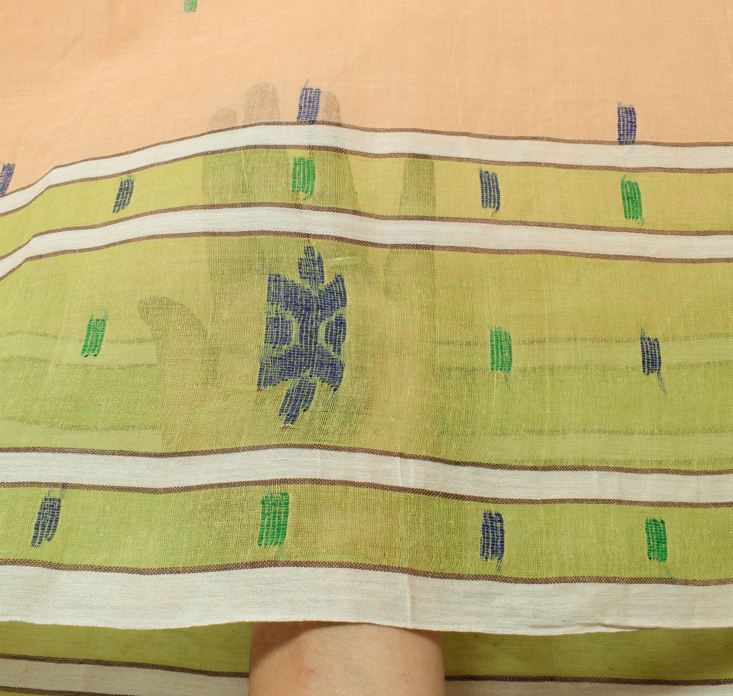 Sushila Vintage Peach Tant Woven Saree 100% Pure Cotton Bengali  Sari Fabric