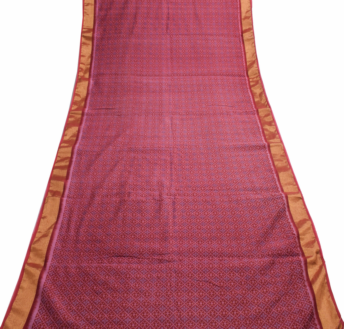 Sushila Vintage Maroon Floral Saree 100% Pure Cotton Printed Indian Sari Fabric