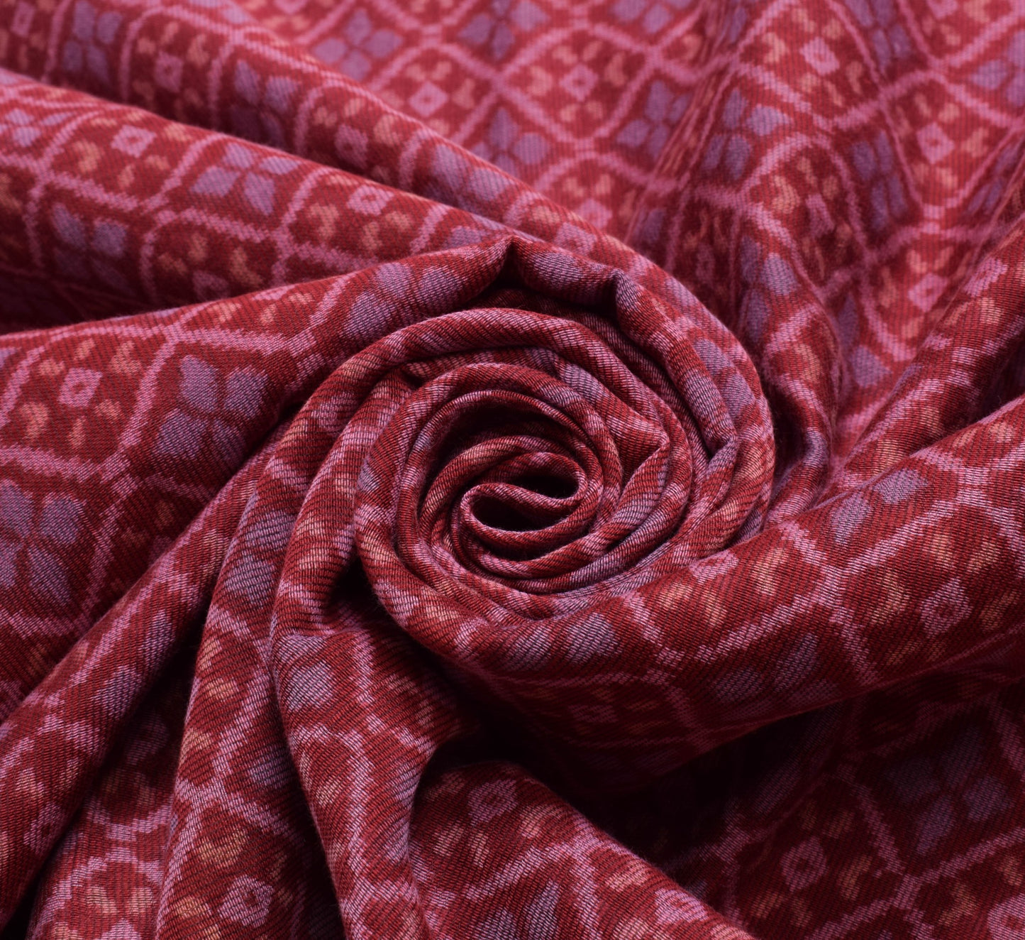 Sushila Vintage Maroon Floral Saree 100% Pure Cotton Printed Indian Sari Fabric