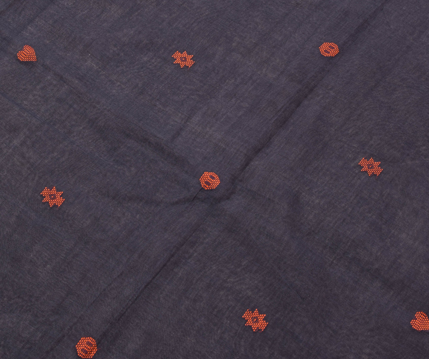 Sushila Vintage Elegant Blue Cotton Saree with Zari Border Orange Butta Fabric