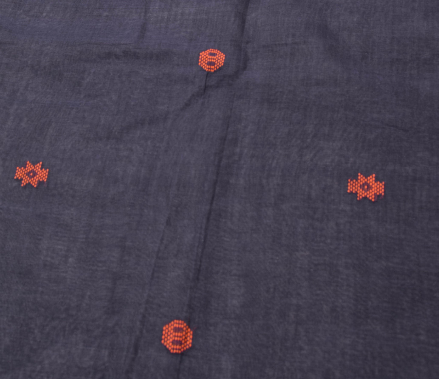 Sushila Vintage Elegant Blue Cotton Saree with Zari Border Orange Butta Fabric