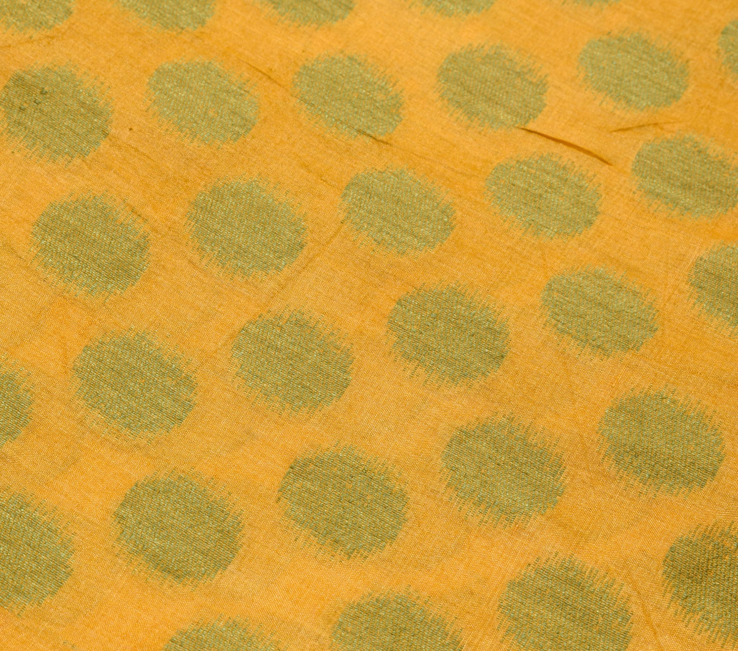 Sushila Vintage Mustard Woven Saree 100% pure Silk Floral Soft Sari Craft Fabric