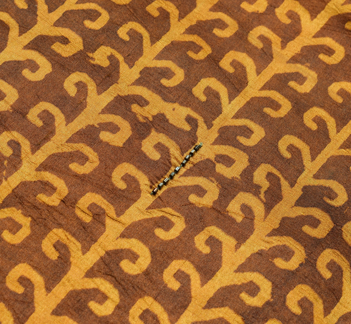 Sushila Vintage Brown Hand Block Printed Saree 100% Pure Silk Soft Sari Fabric