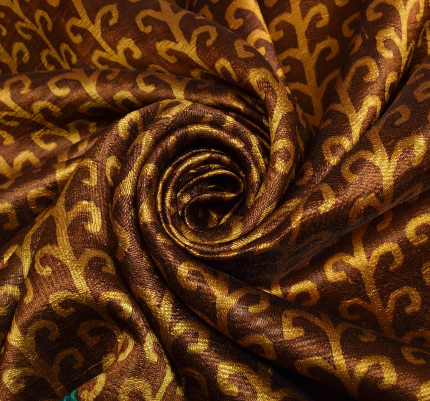 Sushila Vintage Brown Hand Block Printed Saree 100% Pure Silk Soft Sari Fabric