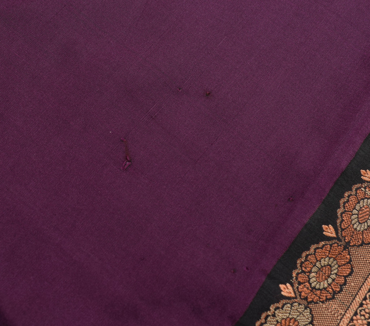 Sushila Vintage Purple Silk Saree Resham Woven Border Floral Soft Sari Fabric