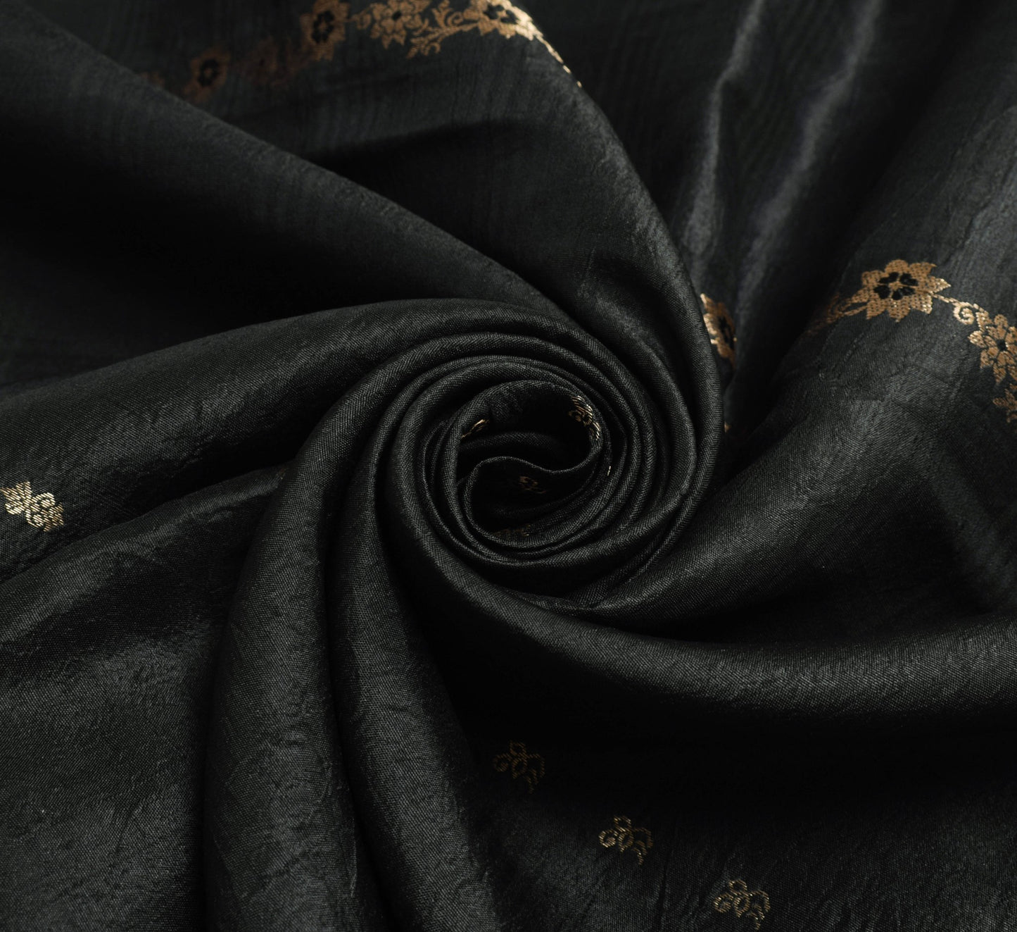 Sushila Vintage Black 100% Pure Silk Saree Zari Woven Kanjivaram Sari Fabric