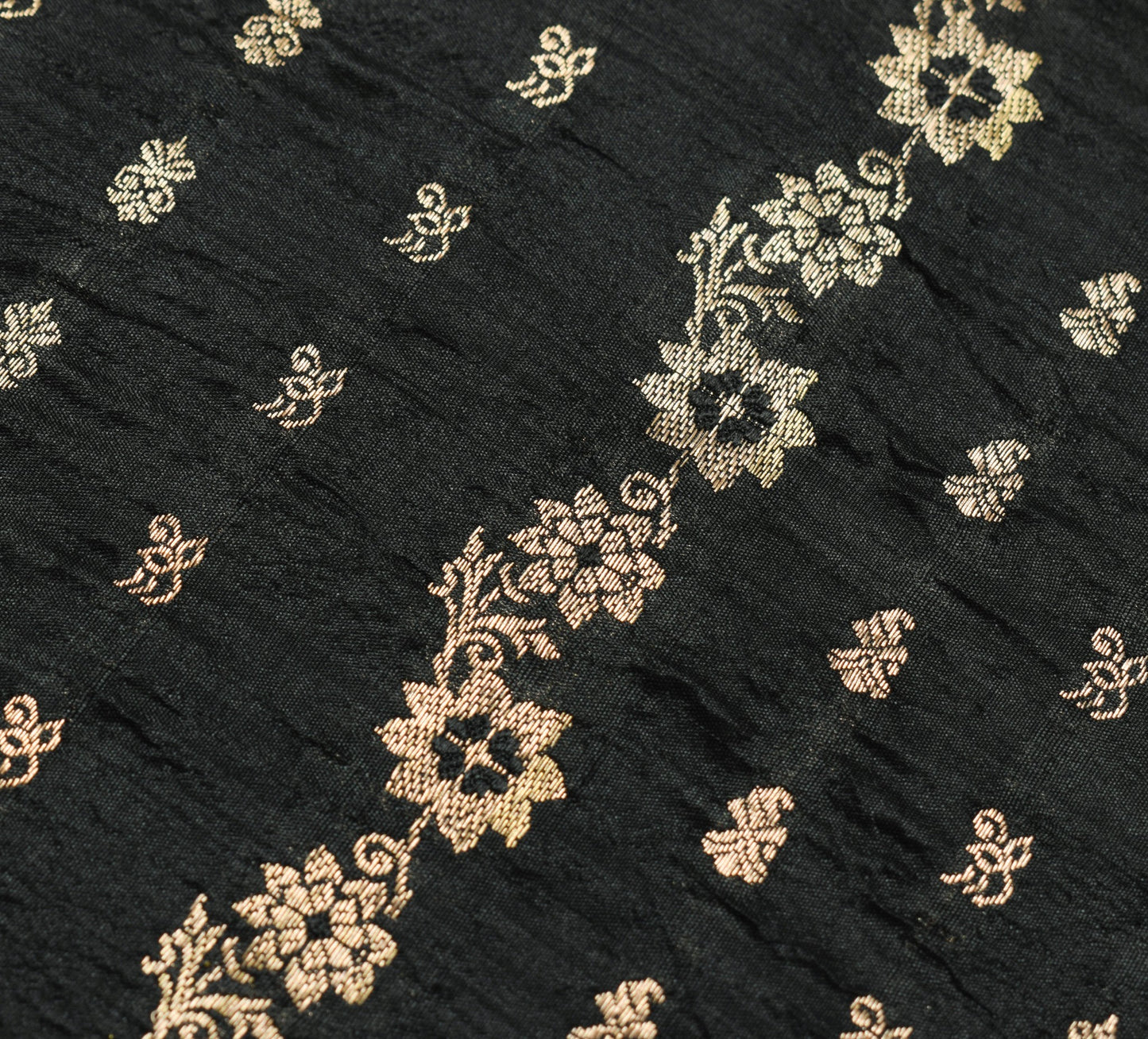 Sushila Vintage Black 100% Pure Silk Saree Zari Woven Kanjivaram Sari Fabric