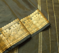 Sushila Vintage Dark Green Saree Indian Art Silk Woven Sari Craft Deco Fabric