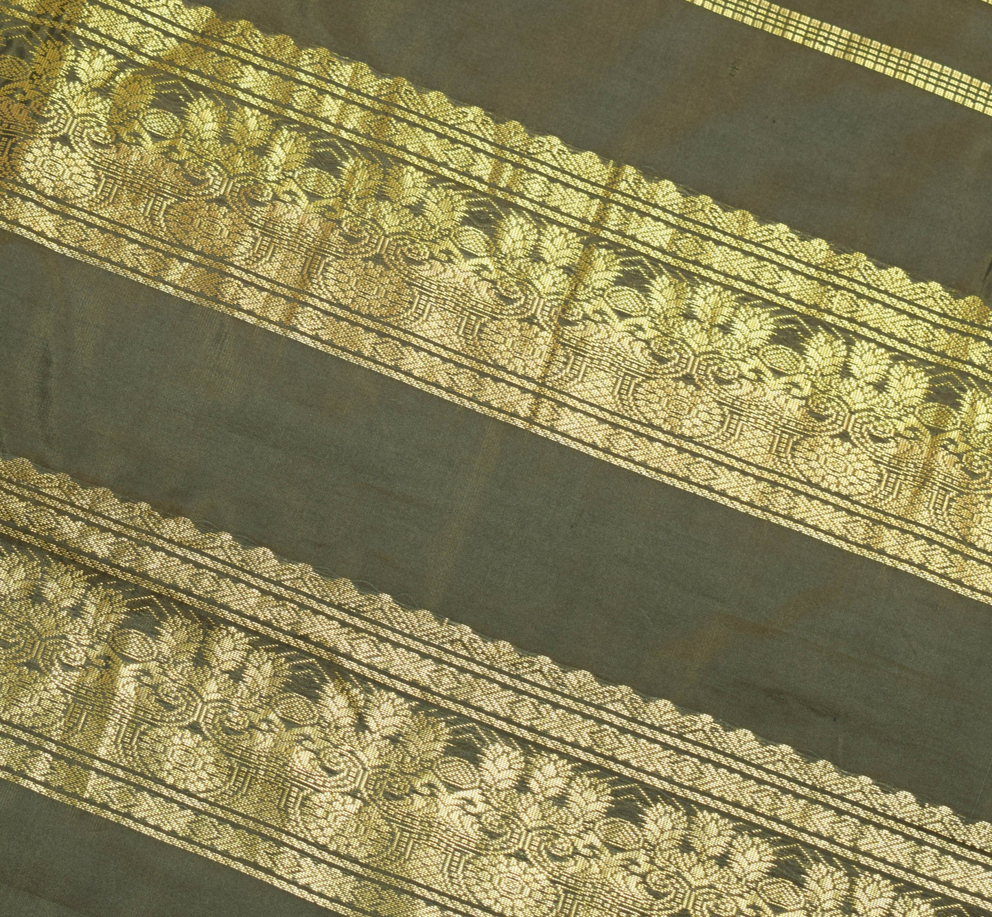 Sushila Vintage Dark Green Saree Indian Art Silk Woven Sari Craft Deco Fabric