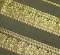 Sushila Vintage Dark Green Saree Indian Art Silk Woven Sari Craft Deco Fabric