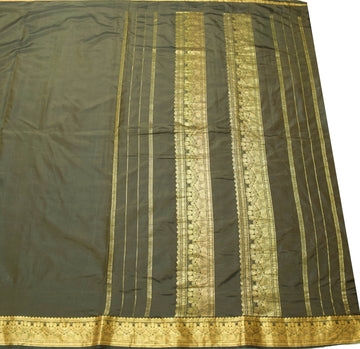 Sushila Vintage Dark Green Saree Indian Art Silk Woven Sari Craft Deco Fabric