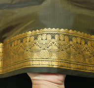 Sushila Vintage Dark Green Saree Indian Art Silk Woven Sari Craft Deco Fabric