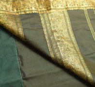 Sushila Vintage Dark Green Saree Indian Art Silk Woven Sari Craft Deco Fabric