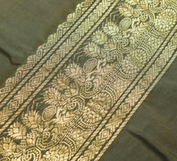 Sushila Vintage Dark Green Saree Indian Art Silk Woven Sari Craft Deco Fabric