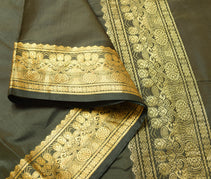 Sushila Vintage Dark Green Saree Indian Art Silk Woven Sari Craft Deco Fabric