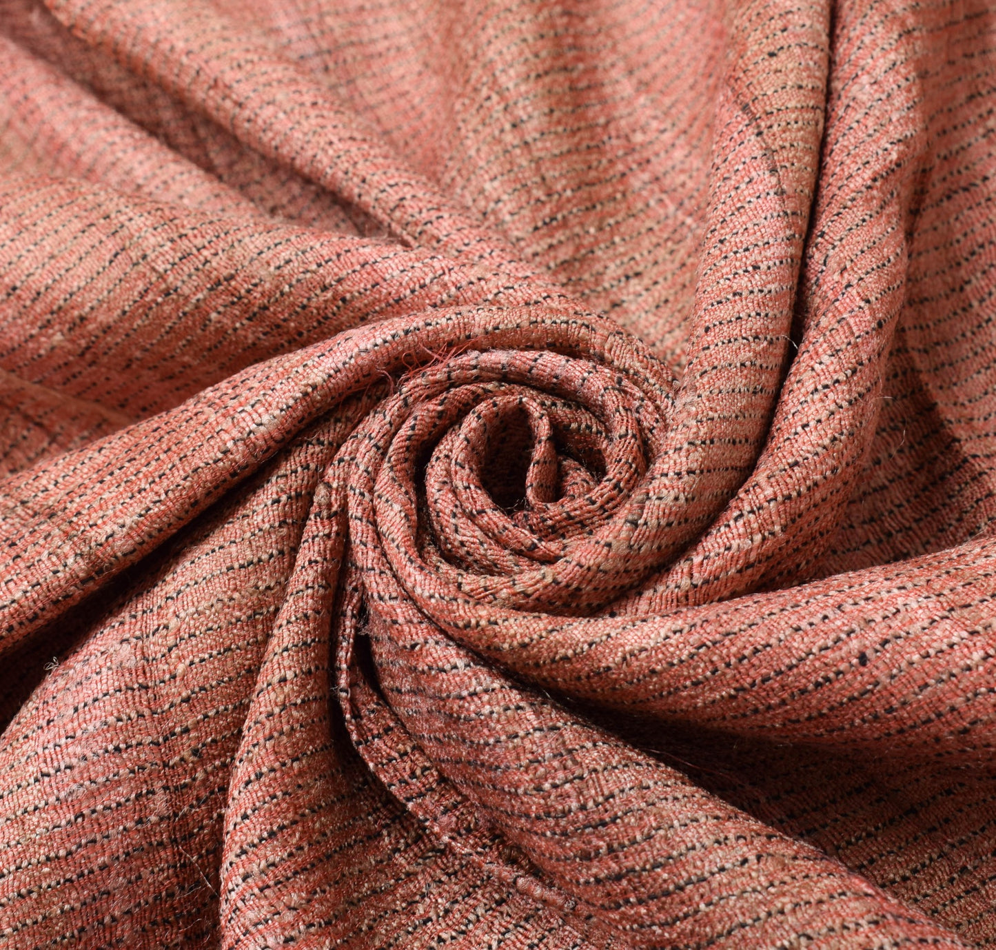 Sushila Vintage 100% Pure Khadi Saree	Beautiful Peach and Red Border Sari Fabric
