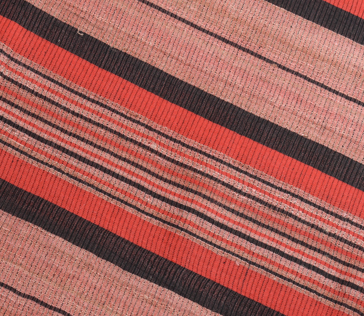 Sushila Vintage 100% Pure Khadi Saree	Beautiful Peach and Red Border Sari Fabric