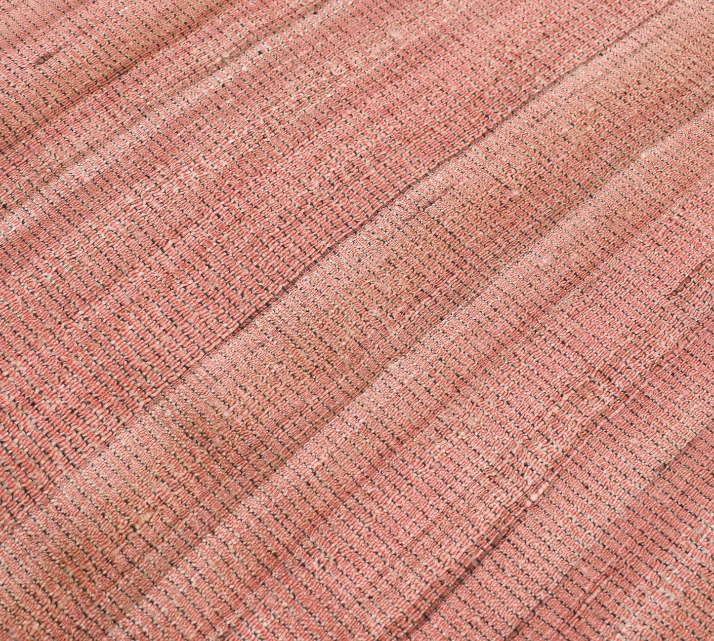 Sushila Vintage 100% Pure Khadi Saree	Beautiful Peach and Red Border Sari Fabric