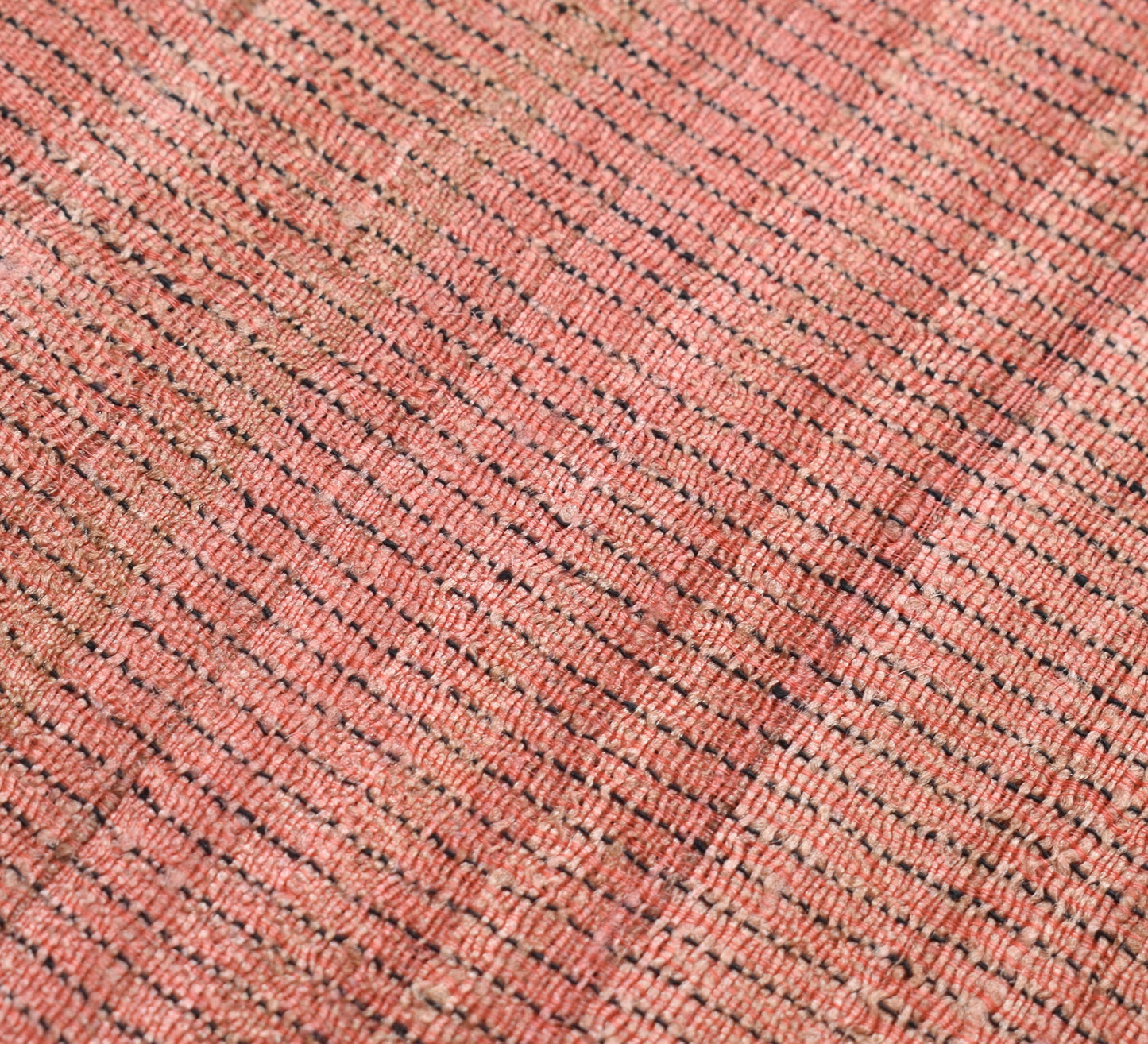 Sushila Vintage 100% Pure Khadi Saree	Beautiful Peach and Red Border Sari Fabric