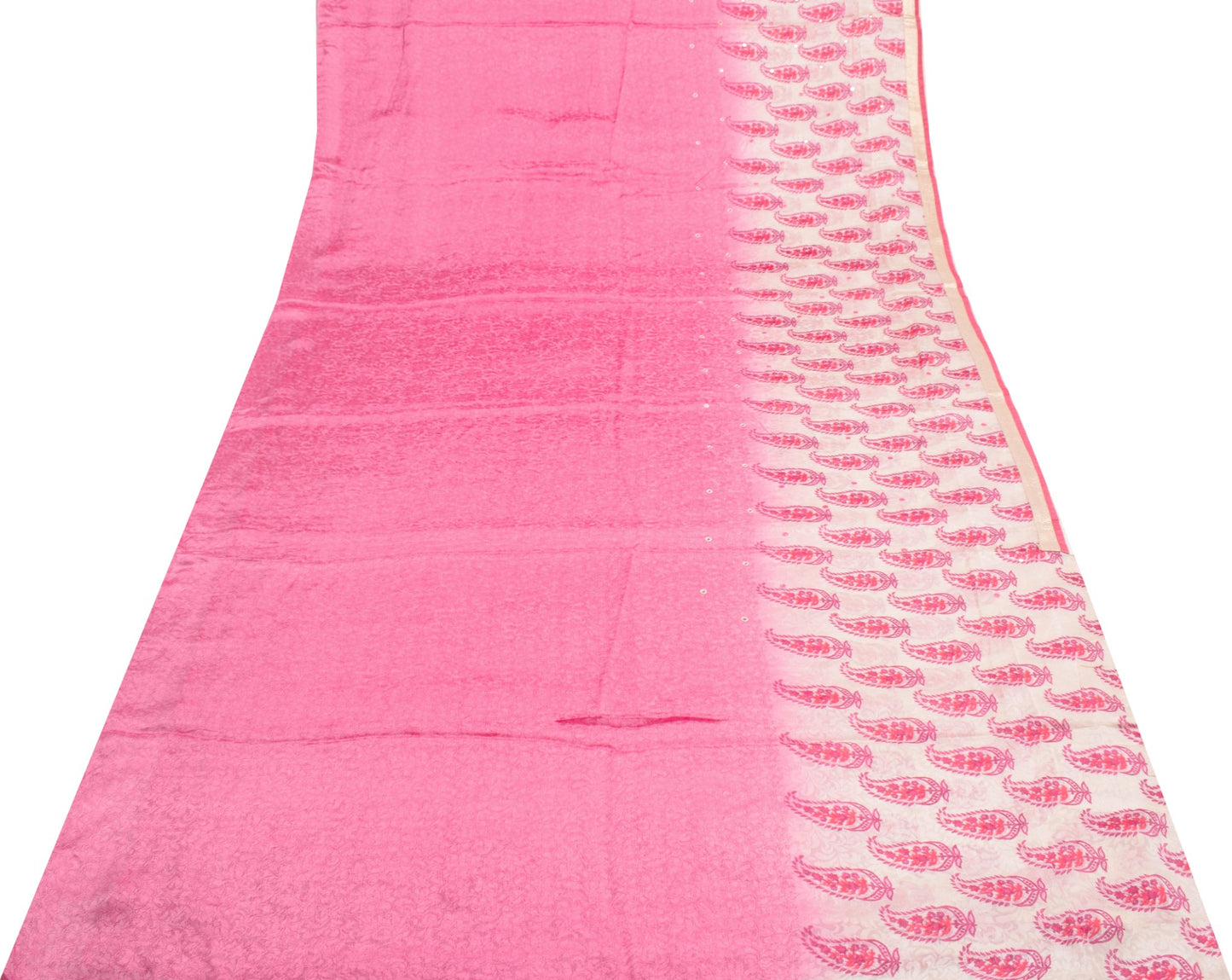 Sushila Vintage Pink Pure Viscose Saree Trending Mirror Work Soft Sari Fabric