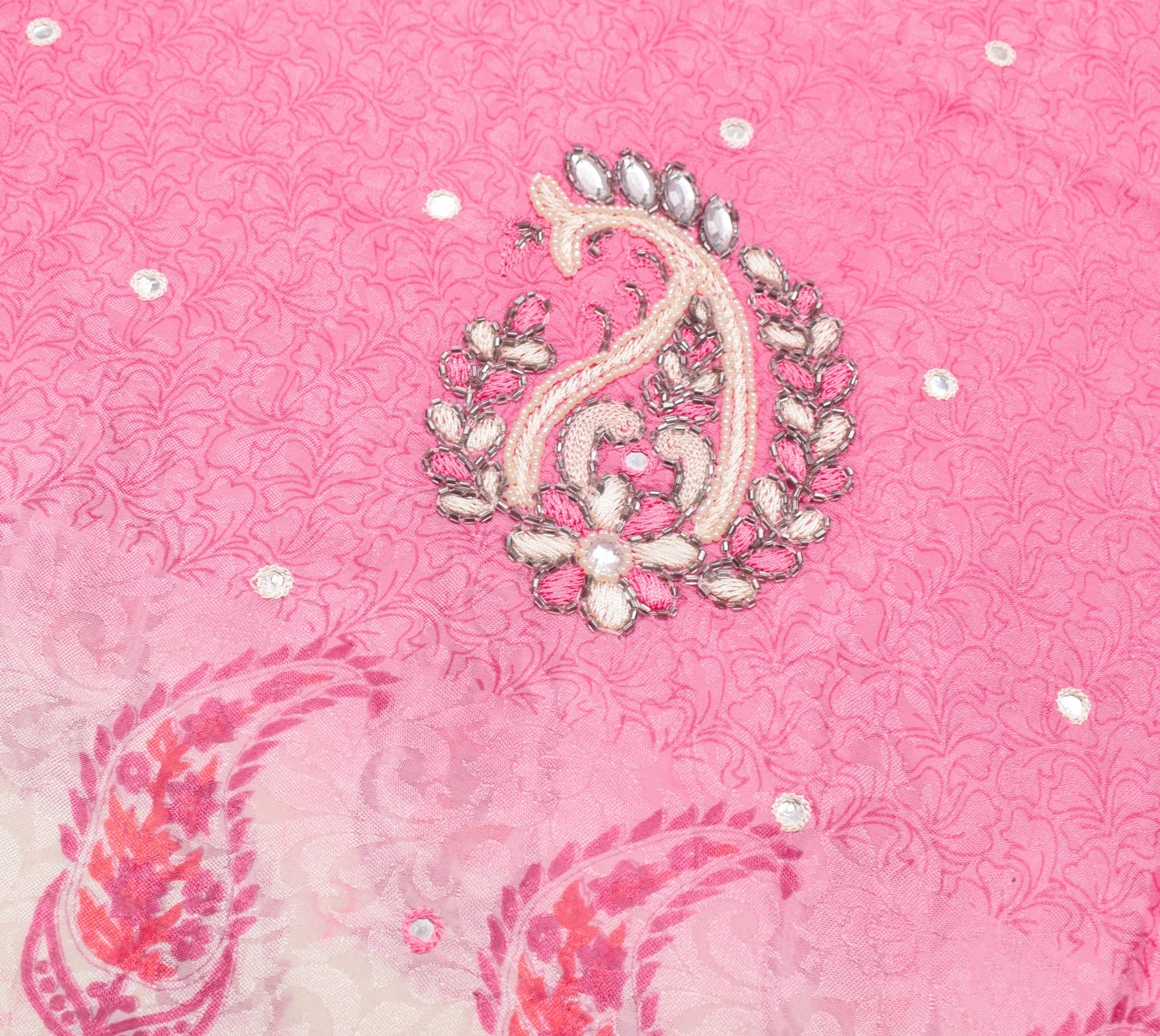 Sushila Vintage Pink Pure Viscose Saree Trending Mirror Work Soft Sari Fabric