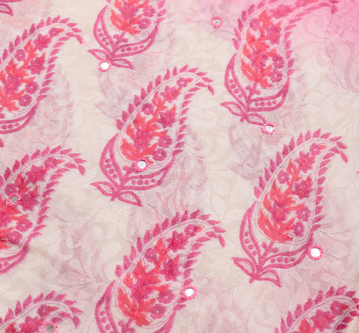 Sushila Vintage Pink Pure Viscose Saree Trending Mirror Work Soft Sari Fabric