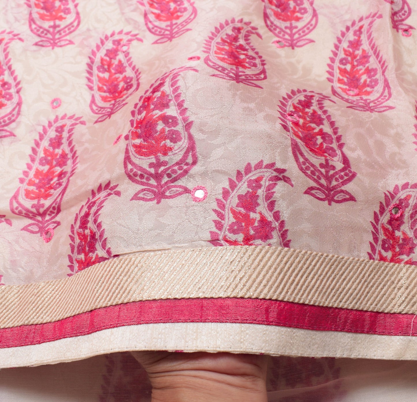 Sushila Vintage Pink Pure Viscose Saree Trending Mirror Work Soft Sari Fabric