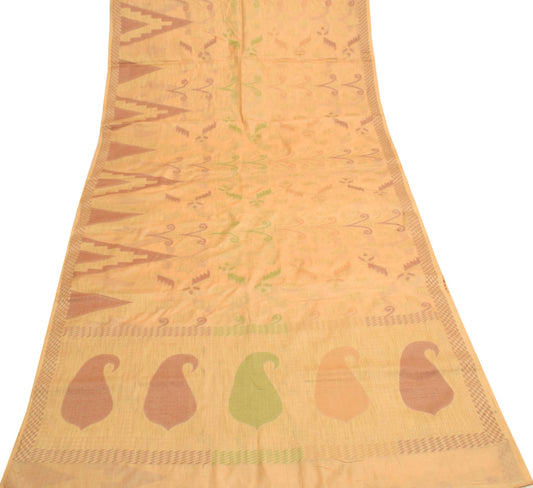 Sushila Vintage Brown Woven Saree 100% Pure Tussar Silk Indian Sari Craft Fabric