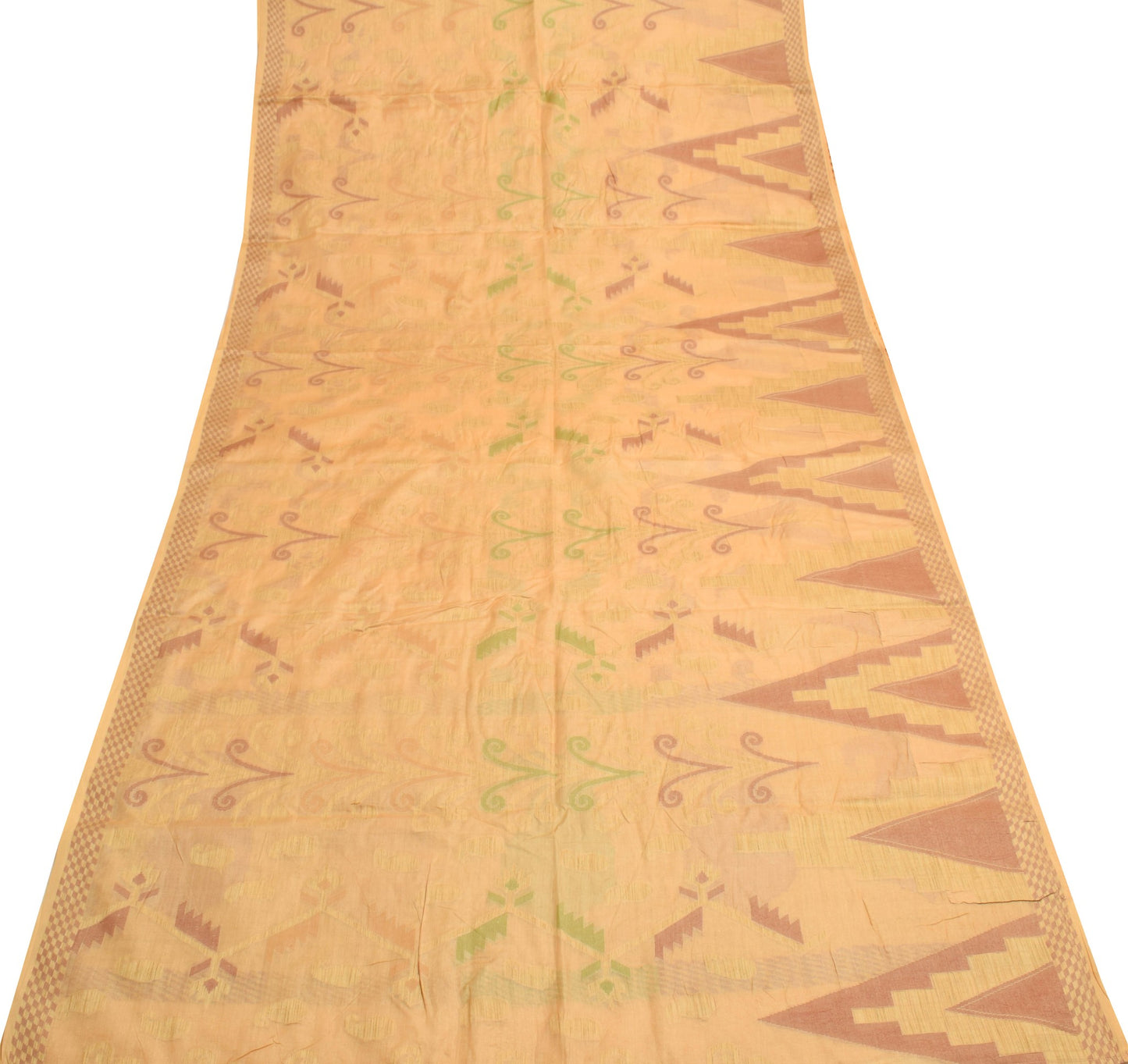 Sushila Vintage Brown Woven Saree 100% Pure Tussar Silk Indian Sari Craft Fabric