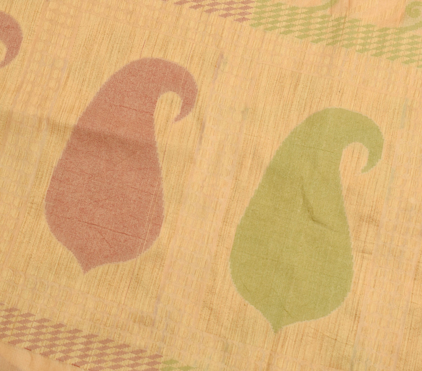 Sushila Vintage Brown Woven Saree 100% Pure Tussar Silk Indian Sari Craft Fabric
